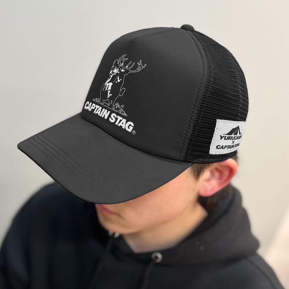 Two-Dimensional Cospa "Yuru Camp" x Captain Stag x Captain Stag Mesh Cap Black