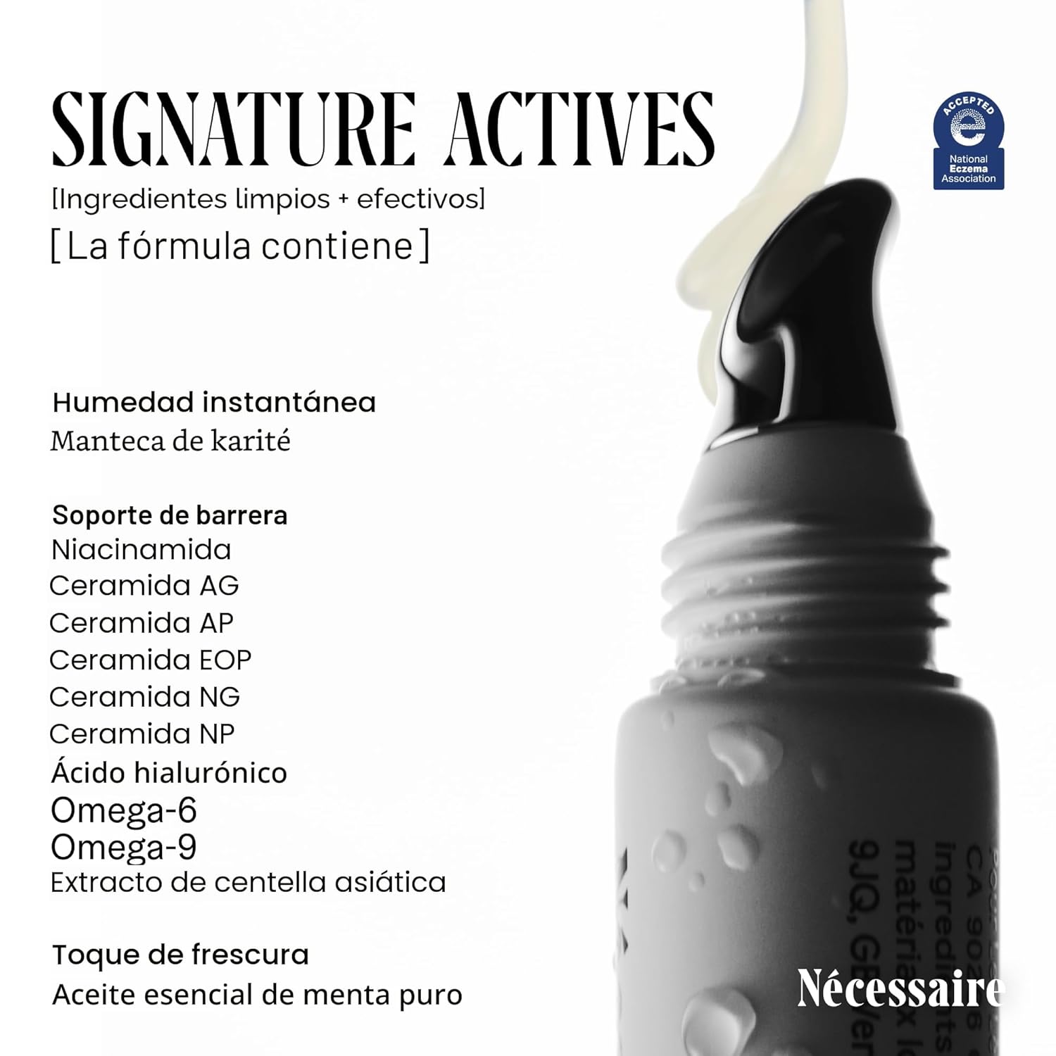 Nécessaire The Lip Balm | Bálsamo labial hidratante para mujeres y hombres, transparente, menta, multi-ceramida, bálsamo de tratamiento, alivio instantáneo para labios secos y agrietados, punta