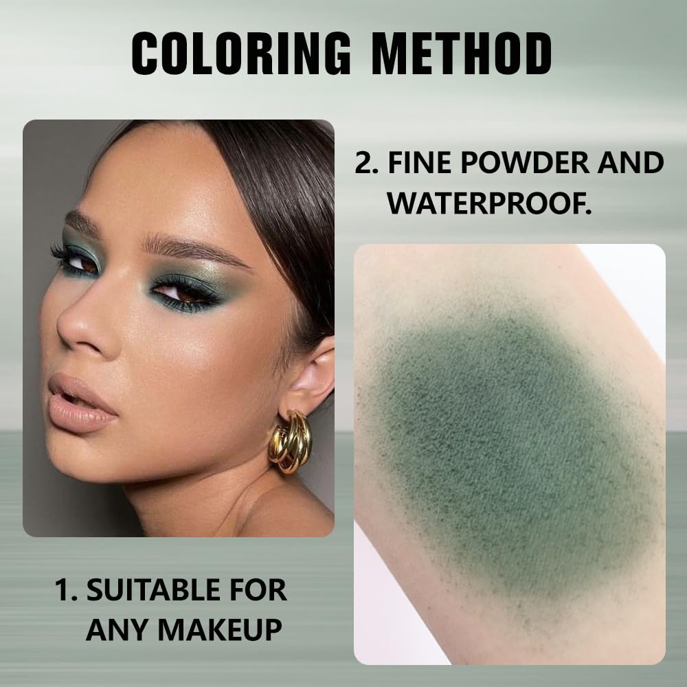 FeiCuiYun - Paleta de sombra de ojos mate monocromática, sombra de ojos verde bosque mate para mujeres mayores, mini sombra de ojos prensada pigmentada impermeable, vegana, con talco, libre de