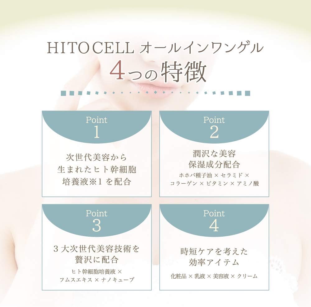 Dr. Hitocell Human Stem Cell All-in-One Gel, Highly Penetrating Lotion + Serum, Made in Japan