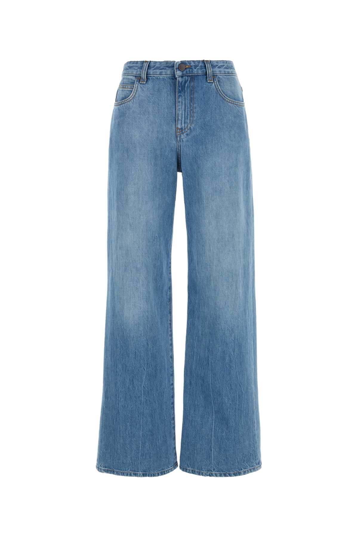 The 列のデニムエグリッタワイドレッグジーンズ - Image 4