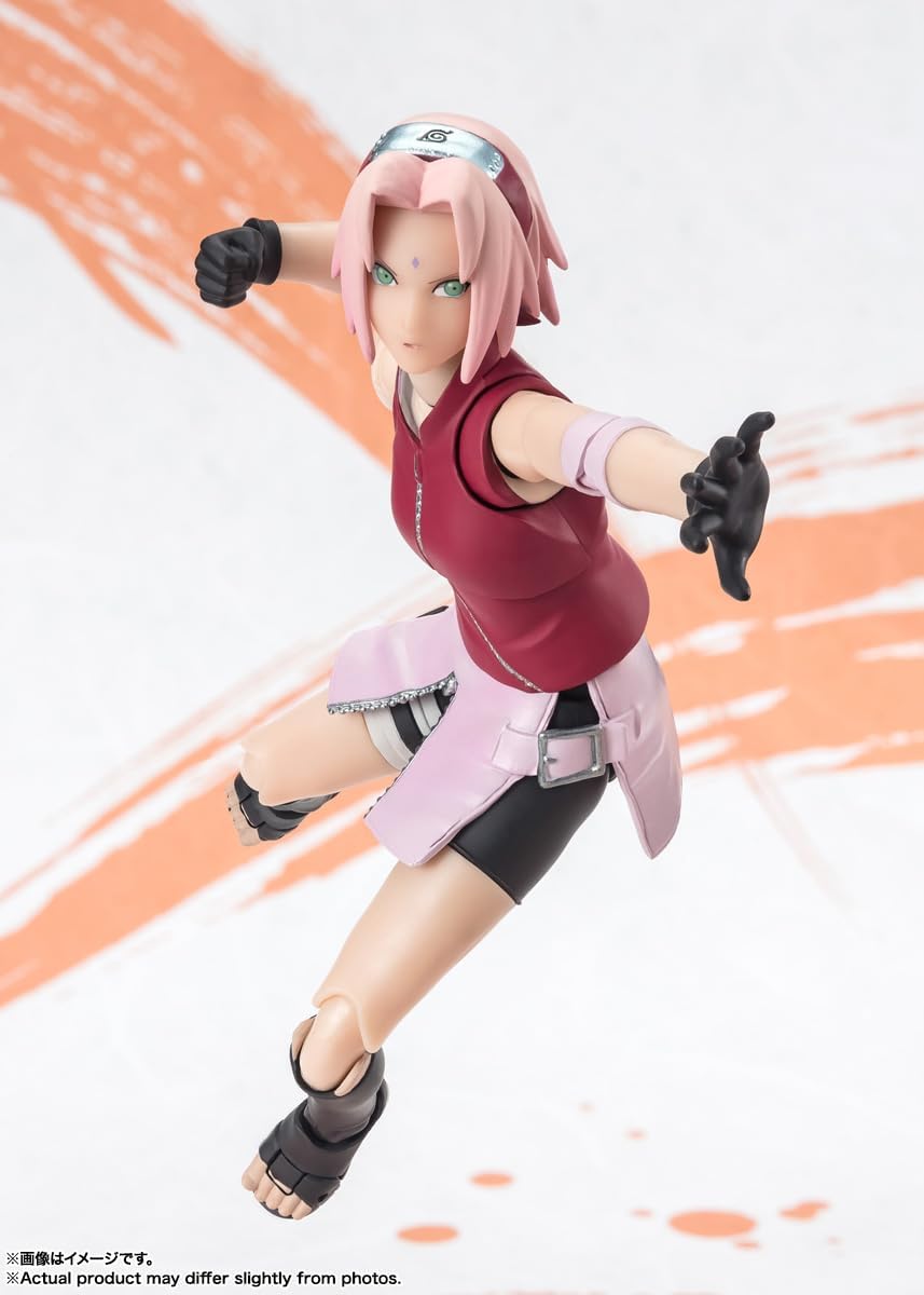 S.H. Figuarts NARUTOP 99 Edition Poseable Sakura Haruno Figure, PVC and ABS, Pre-Painted, 5.3 inches (135 mm)