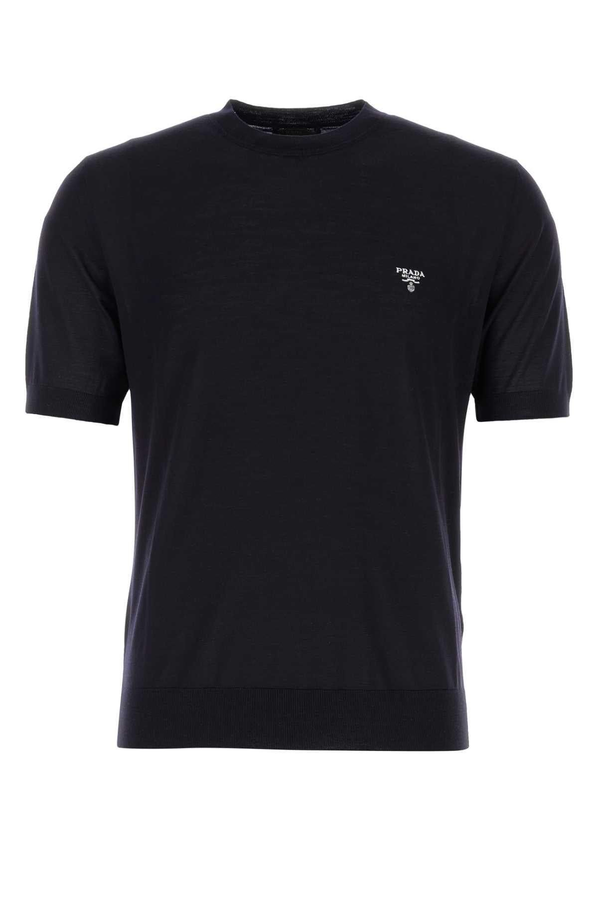 Prada プラダミッドナイトブルーウールTシャツ - Image 4