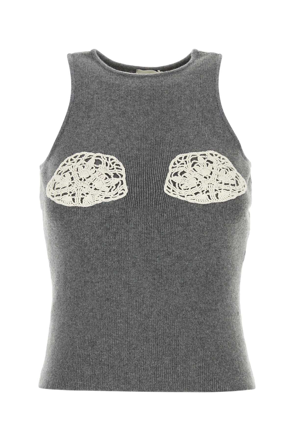 Magda マグダブトリムグレーカシミアタンクトップ - Image 4