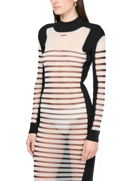 JEAN PAUL GAULTIER Mariniere メッシュ混 長袖ドレス - Image 4