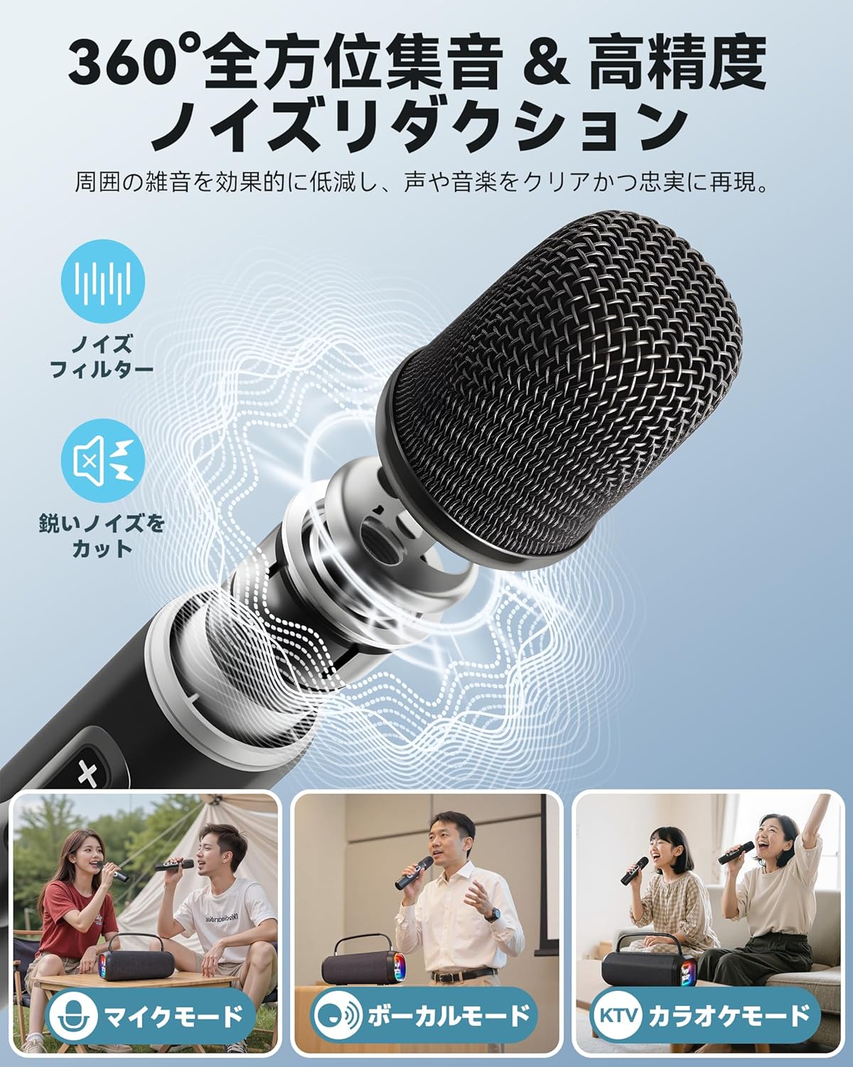 Wireless Microphone Speaker Bluetooth 5.3 Hoshikou Denpa Karaoke Microphone Set with Built-in Amplifier Large Capacity Battery Rechargeable Portable Speaker Supports USB/TF/AUX Home Mini Amplifier