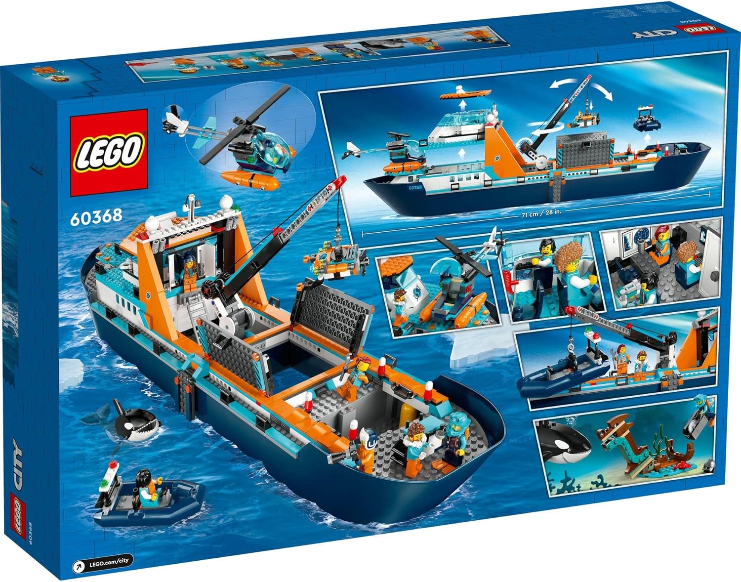 LEGO City Arctic Explorer Ship Toy Blocks, Present, Birthday, For Boys and Girls, Ages 7, 8, 9, Elementary School Students, City Building, Vehicles, Cars, Mini Cars 60368