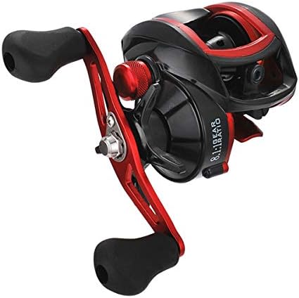 Wellvie Bait Reel Left Handle Wakasagi Fishing 18+1BB 8.1:1 High Gear Black/Red Fishing Saltwater Fishing Reel Octopus Bass Fishing Salt (Red x Black)
