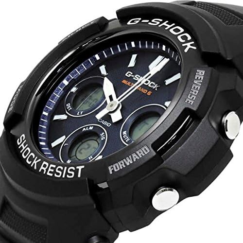 Self-Defense Officer Navy Seals Police Officer G-Shock 200m Water Resistant Radio Solar Analog Digi Plastic Belt Watch for Men (AWG-M100MR-4, AWG-M100SB-2A, AWG-M100S-7A) (AWG-M100SB-2A (AWG-M100SB-2A