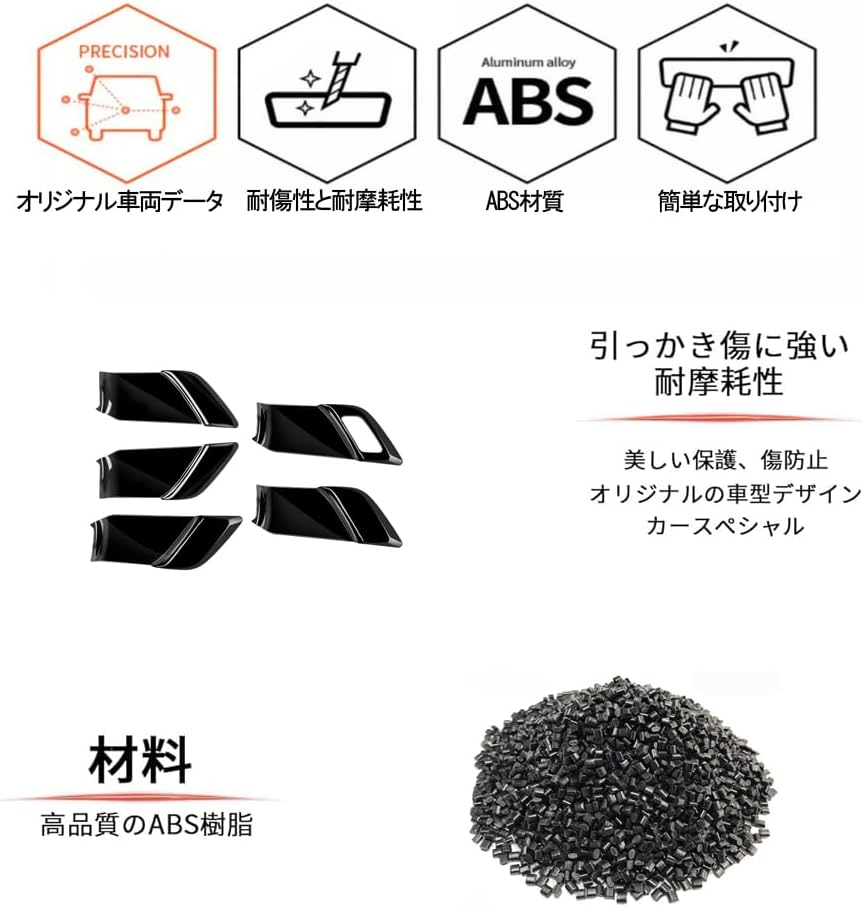 [GIKAKU] Toyota Prius 60 Series Exclusive Accessory Parts Inside Handle Panel Inner Door Bowl Cover PRIUS 60 Series Inner Door Handle Panel Interior Panel Dress Up Interior Parts Garnish (Piano Black)