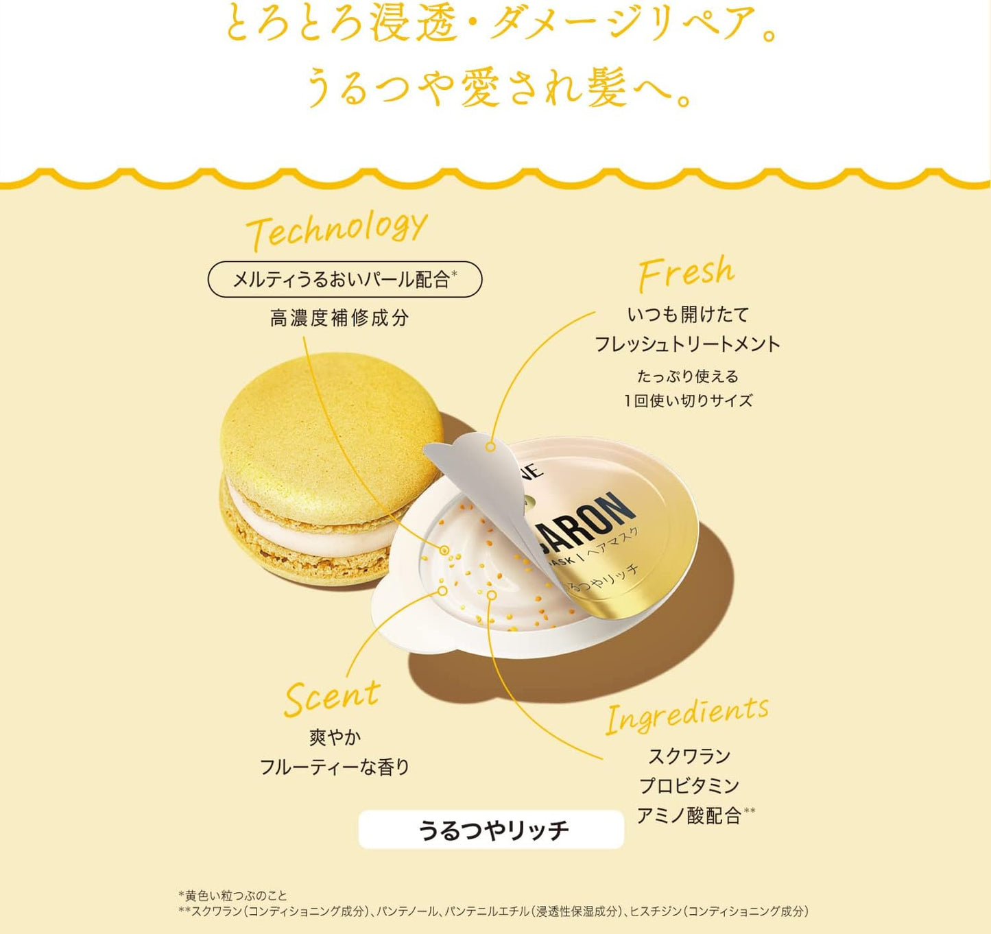 Pantene Macaron Hair Mask, Moisturizing and Rich, Rinsing Treatment, 0.4 fl oz (12 ml) x 8 Packs