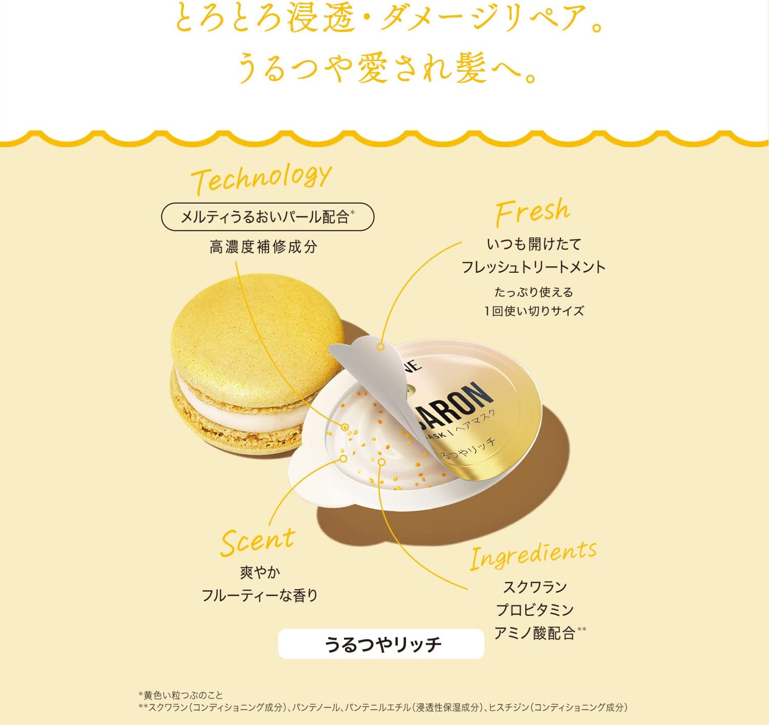 Pantene Macaron Hair Mask, Moisturizing and Rich, Rinsing Treatment, 0.4 fl oz (12 ml) x 8 Packs