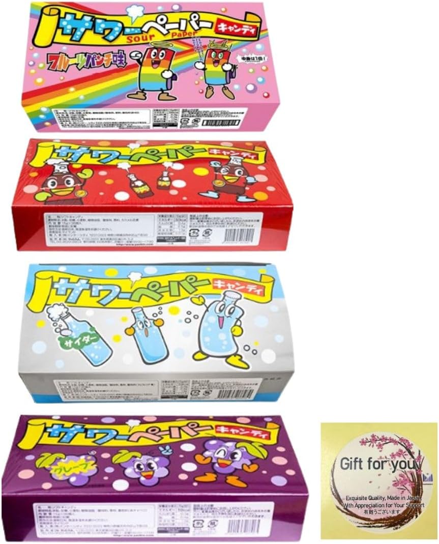 サワーペーパー キャンディ 計144個 1箱36個入り×4種セット フルーツパンチ コーラ サイダー グレープ 駄菓子 グミ 詰め合わせ ソフトキャンディ ステッカーセット