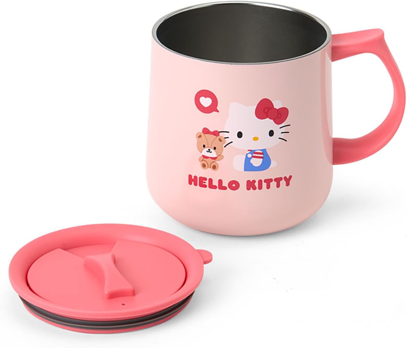 Sanrio 296937 Stainless Steel Mug with Lid, Hello Kitty Body: Stainless Steel Copper (Acrylic Resin Coating), Lid (Drinking Mouth) Handle: Polypropylene, Gasket/Bottom: Silicone Rubber, Heat Retention