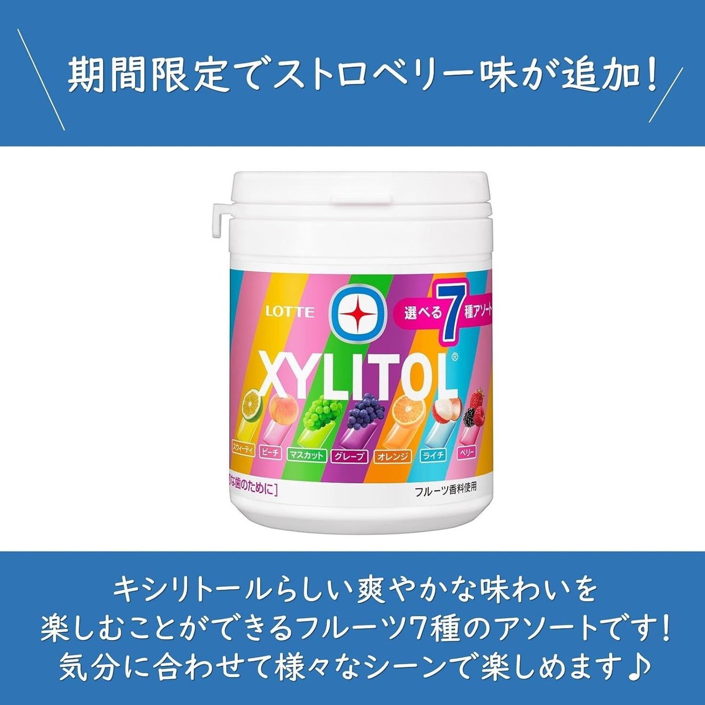 Lotte Xylitol Gum 7 Assorted Bottles 4.6 oz (133 g)