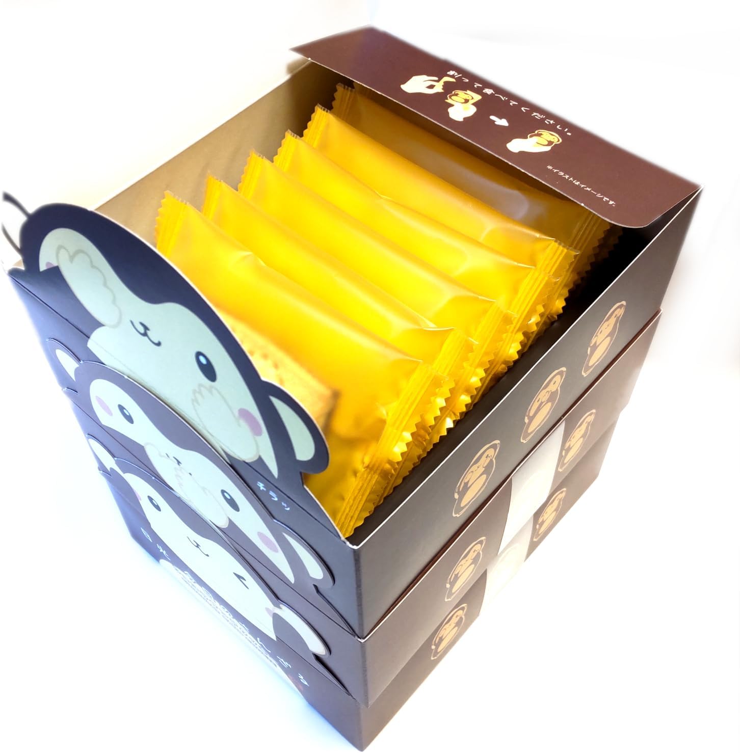 (3 Types of Three Monkey Design Box Set) Nikko Today's Sanzaru Chocolat Sand Cookies, 8 Pieces per Box, Three Monkeys (See, Speak, Hear No) Design Box