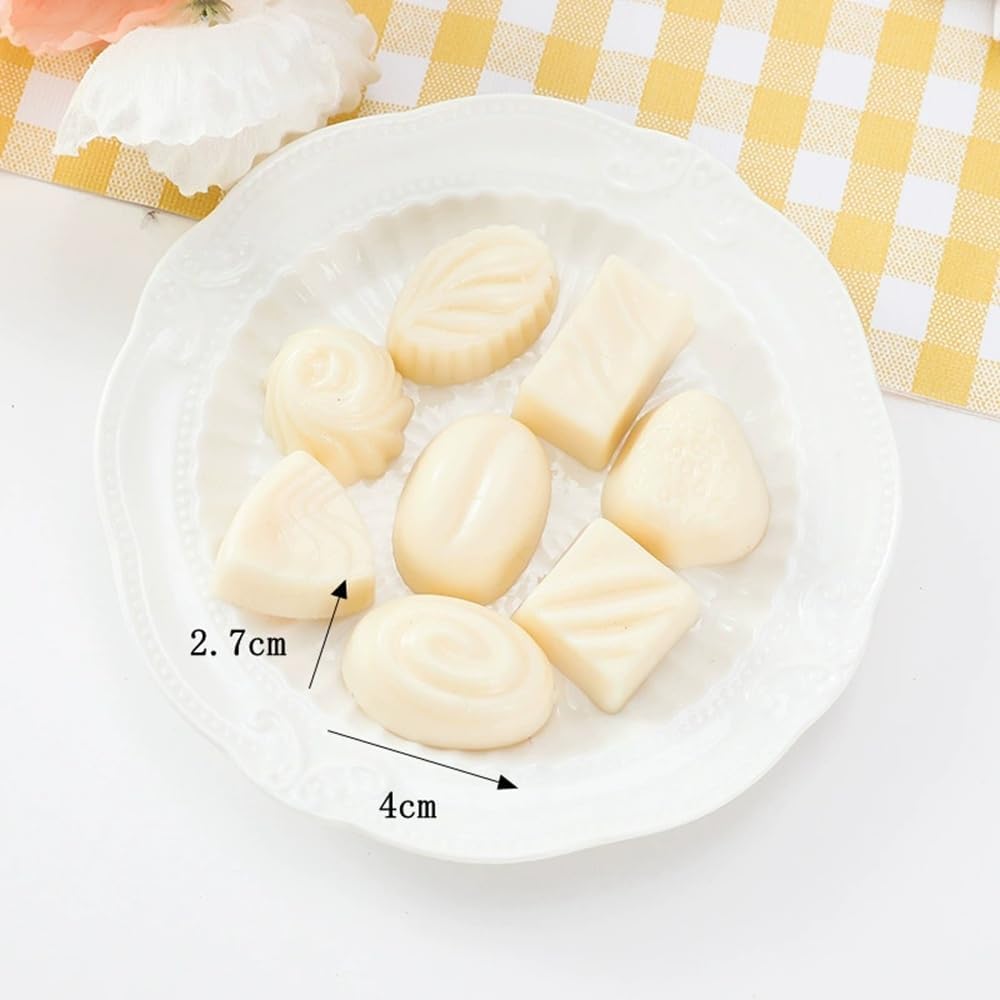 Myth Square Fake Chocolate, Candy, White, Black, Brown, Food Sample, Decoration, Christmas, Valentine's Day, Halloween, White Day Figurines, 3 Colors x 8, Set of 24