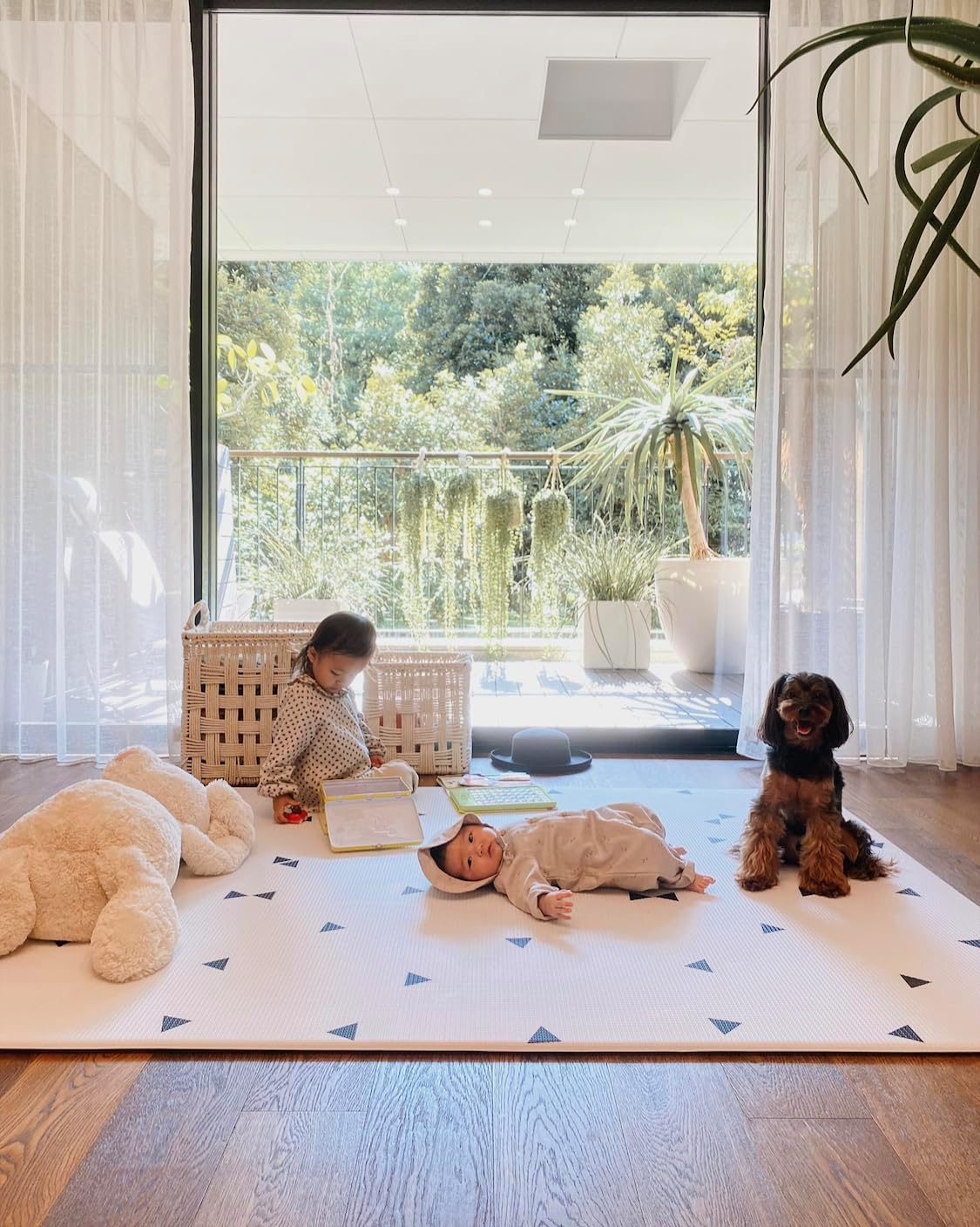 Little Bot Baby Zen Line + Triangle Baby Play Mat, Large, 6.5 x 4.5 ft (200 x 140 cm), 0.6 inch (1.5 cm) Thick, Soft Foam Mat for Babies