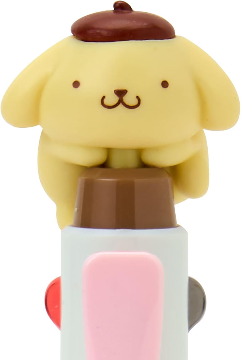 Sanrio 2-Color Ballpoint Pen with Mascot, Pompompurin, ABS Resin, 0.5mm, Ink Colors: Black, Red, Writing Instrument 114359