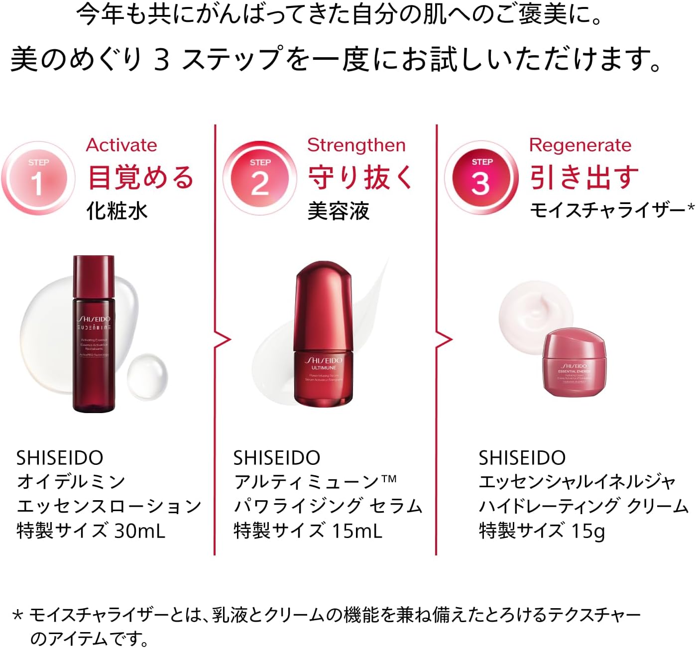SHISEIDO ALTIMOON FIRST EXPERIENCE KIT 2025 + Holiday Shopper | Serum 15ml + Lotion 30ml + Cream 15g | Skin Care Kit | Trial & Travel | Moisturizing, Crisp, Dry, Transparent, Holiday | Shiseido