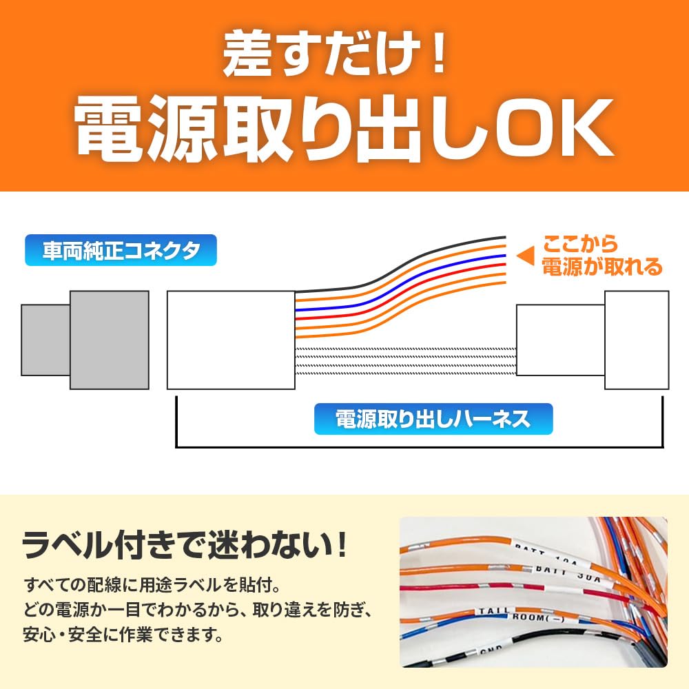 Bull Parts Power Outlet Harness, Toyota Harrier R2.6 - AXUH80, 85, MXUA80, 85, No Wiring Required, Compatible with 10A/30A, Drive Recorder, ETC/Radar Detector, Genuine Coupler Connection, ACC TAIL