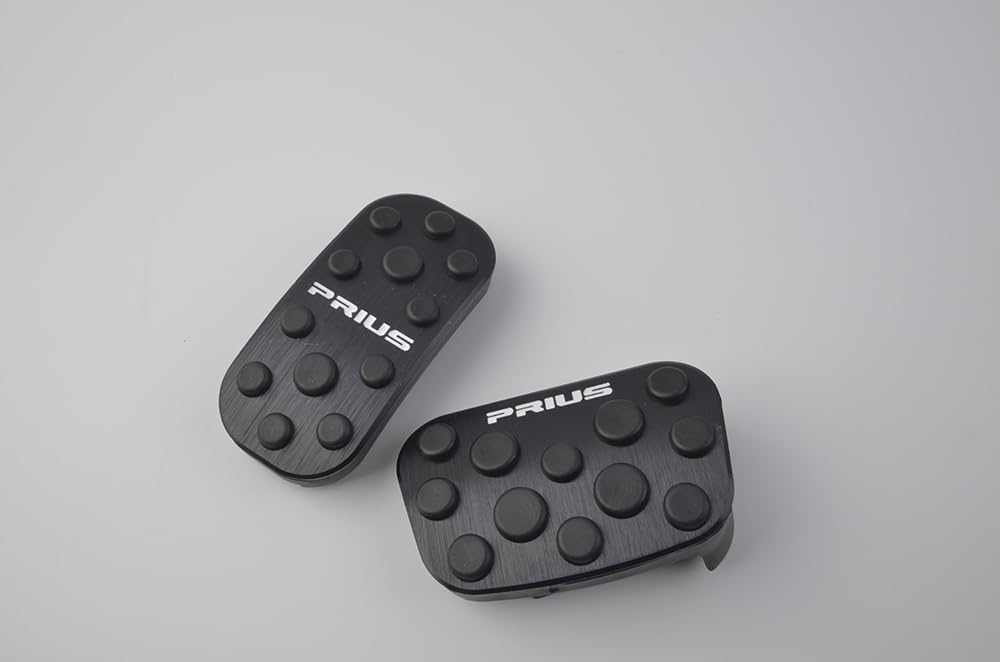 Toyota Prius 50 Series Dedicated Design Aluminum Brake Pedal No Tools Required PRIUS Interior Axle Cover Scratch Resistant Stain Resistant Round Anti-Slip Rubber 50 Series Rius PHV Early / Late Interior Parts Set of 2 (Black)