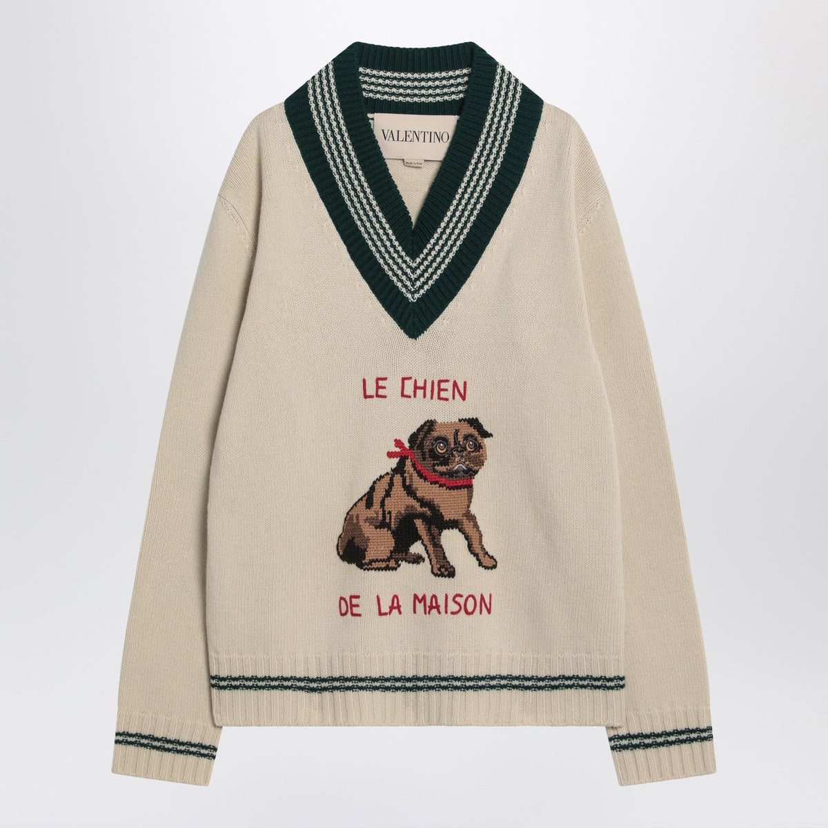 Valentino ルチエン・デ・ラ・メゾンの刺繍入りバレンティーノバター色のセーター - Image 4