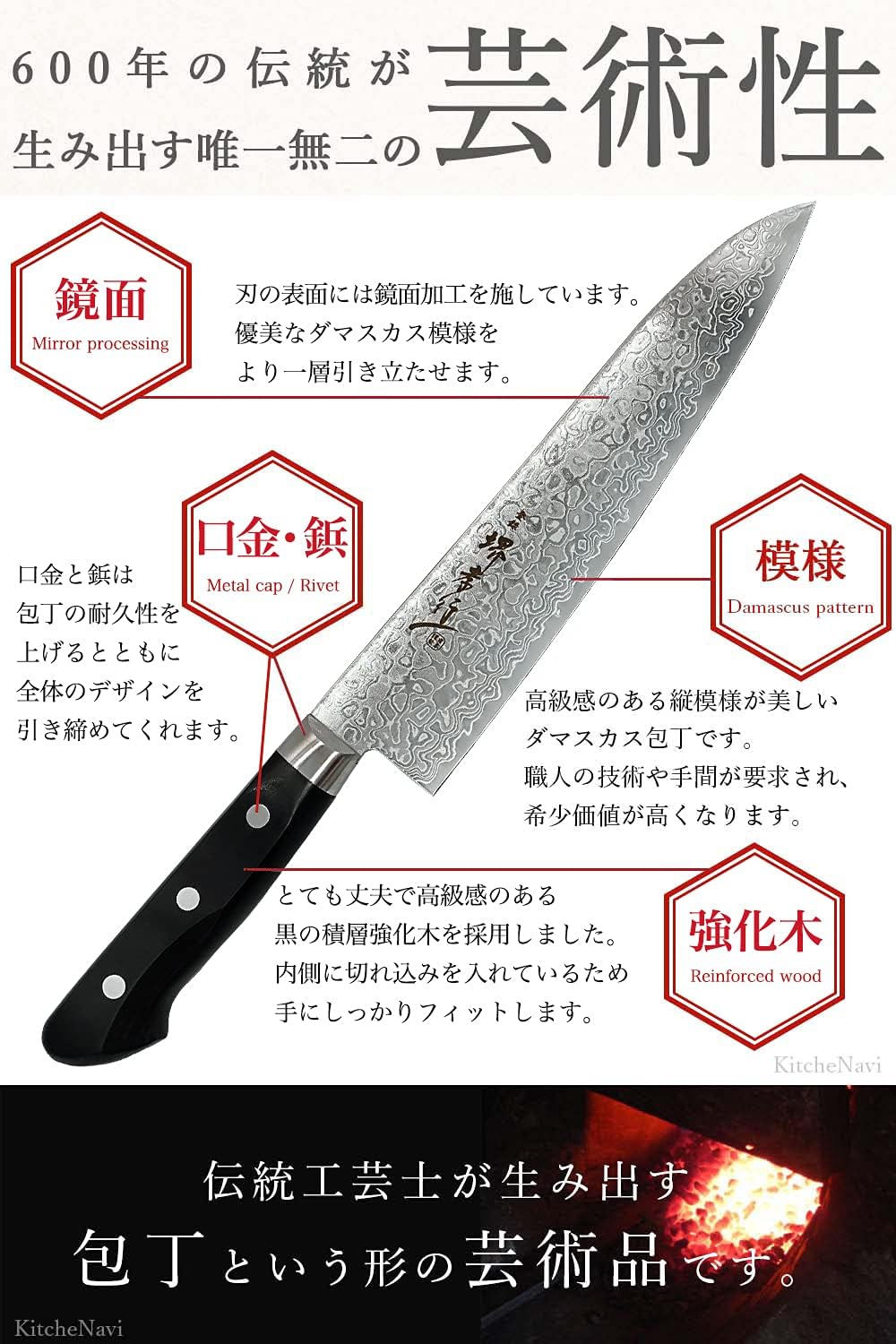 Sakai Takayoshi 【600 Years of Traditional Technology! Professional Chefs Love It】 Damascus 45-Layer Santoku Knife 6.7 Inches Mirror Finish [Made in Japan] Premium Stainless Steel AUS10 All-Purpose