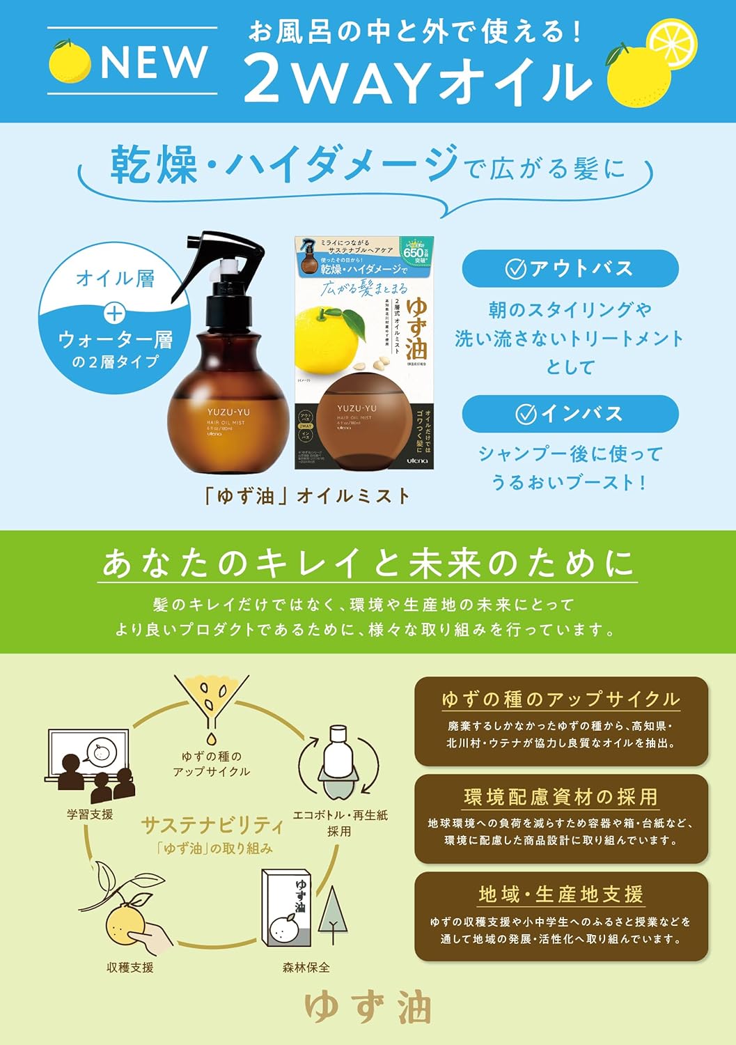 Utena Yuzu Oil Additive-Free Oil Mist (Refill) 5.3 fl oz (160 ml)