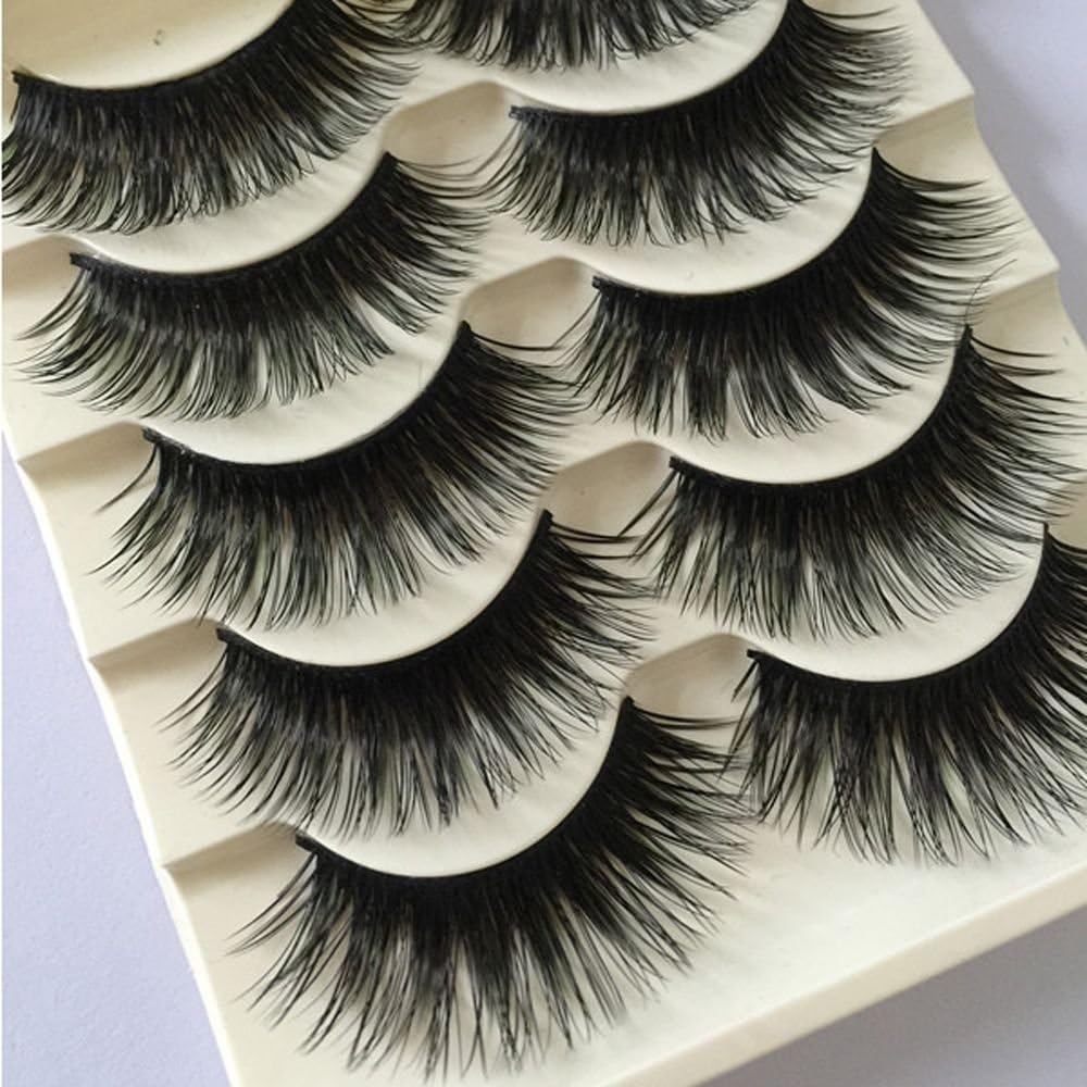 5 Pairs Natural Long False Eyelashes Handmade Thick False Eyelashes Black Makeup Tools