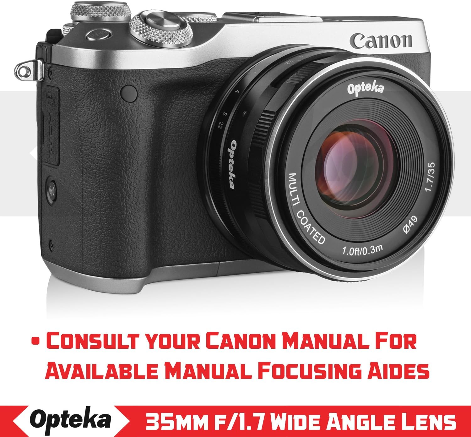 Opteka 35mm f/1.7 HD MCマニュアルフォーカスプライムレンズ Canon EF-Mマウント APS-Cデジタルカメラ用