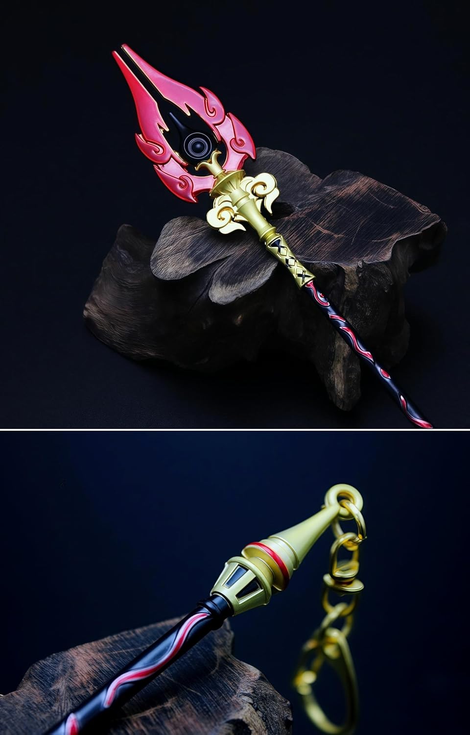 Akixen Haragami Walnut Fu-Tao Goma Wand Key Chain, Cosplay, Anime Tools, Lightweight, Accessory, Fashion Accessory, Halloween, Christmas Gift