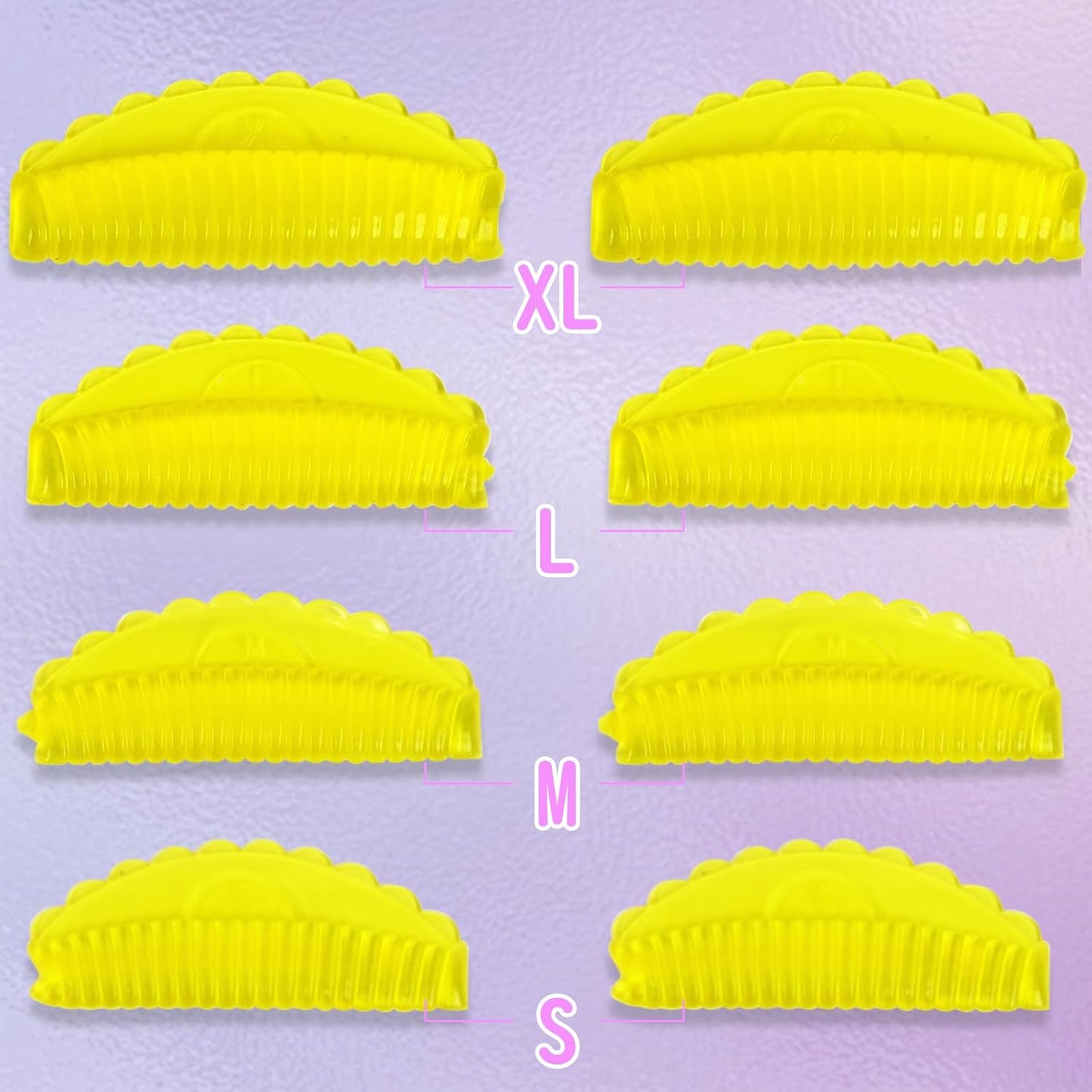 LZM Eyelash Perm Lot Self Eyelash Perm Bundling Matsuma Adhesive, Clear Storage Case Reusable Ultra Curl Correction Fluted Lash Pad 4 Sizes, Yellow