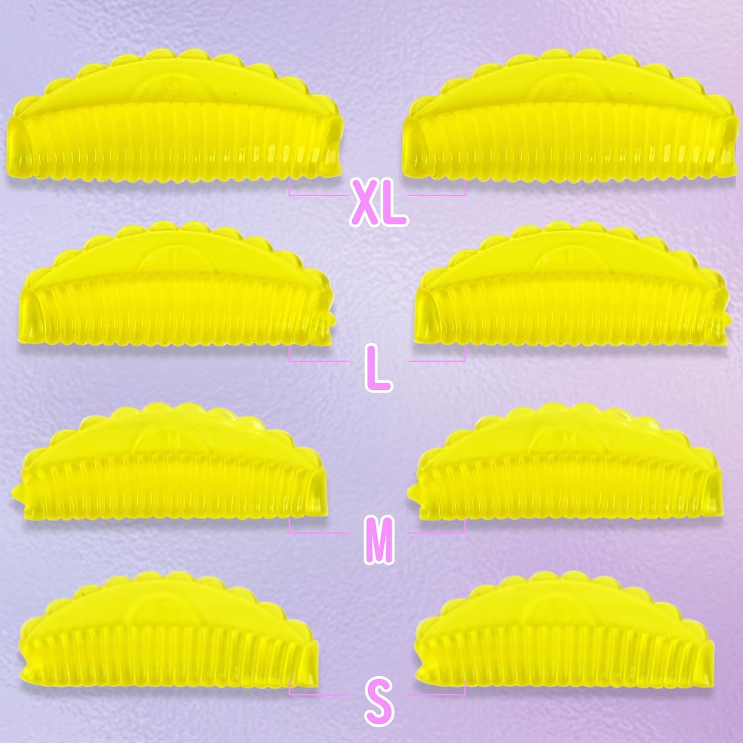 LZM Eyelash Perm Lot Self Eyelash Perm Bundling Matsuma Adhesive, Clear Storage Case Reusable Ultra Curl Correction Fluted Lash Pad 4 Sizes, Yellow