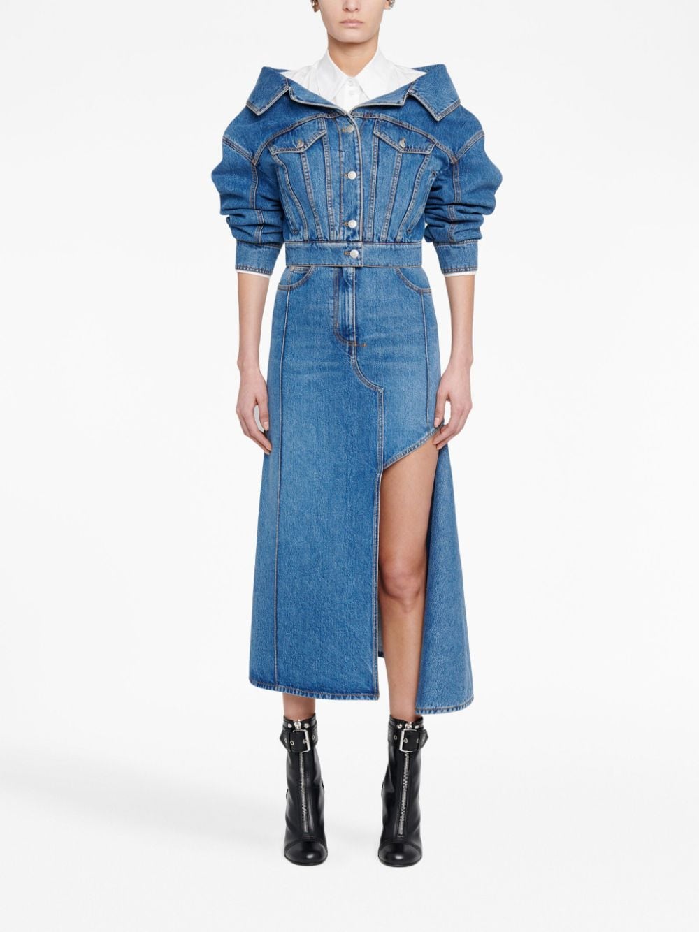 Alexander McQueen アレクサンダー・マック・クイーン・デニム・ミディ・スカート - Image 4