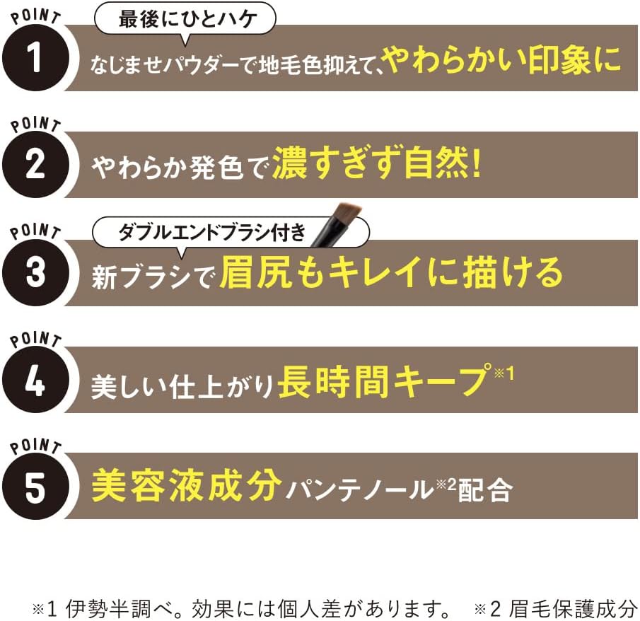 Heavy Rotation Natural Powder Eyebrow 02 Ash Brown 2.3g Eyebrow Powder with Brush 3 Color Powder Eyebrow Palette