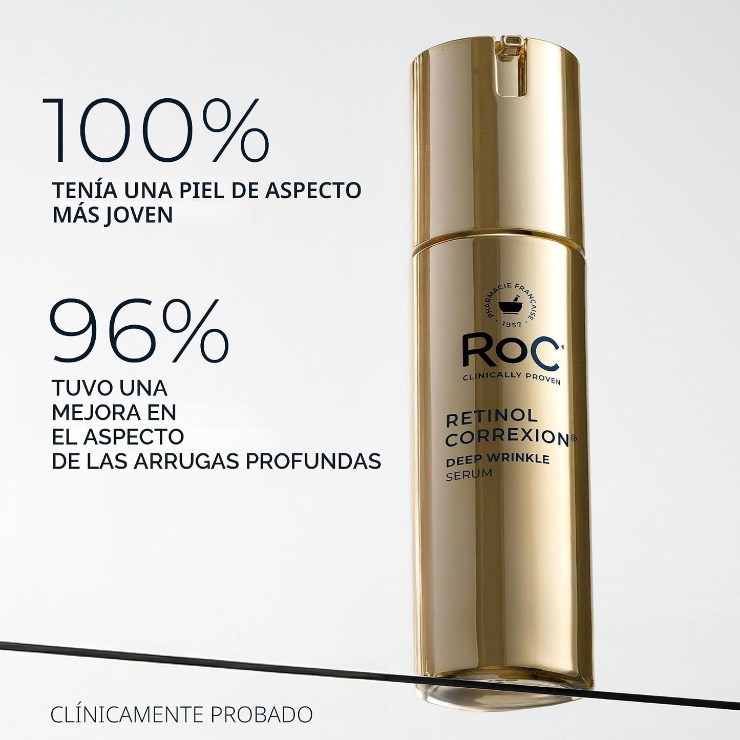 RoC Retinol Correxion Deep Wrinkle Retinol Face Serum con ácido ascórbico, tratamiento diario antienvejecimiento para líneas finas, manchas oscuras, cicatrices de acné, 1 onza (el embalaje puede