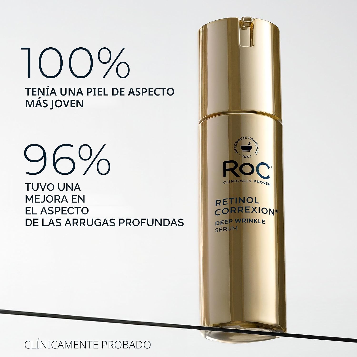 RoC Retinol Correxion Deep Wrinkle Retinol Face Serum con ácido ascórbico, tratamiento diario antienvejecimiento para líneas finas, manchas oscuras, cicatrices de acné, 1 onza (el embalaje puede