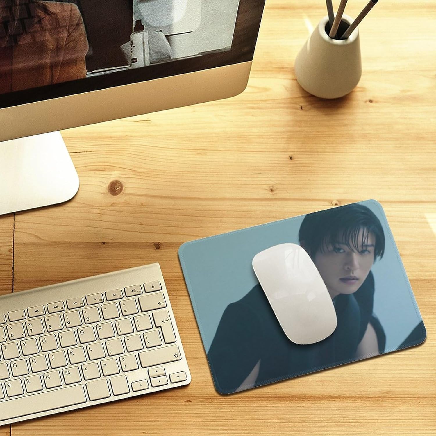 Mouse Pad Waterproof Durable Easy to Clean Non-Slip Rubber Sole for Office Gaming Stylish Cute Cartoon Character Unisex (Blue)