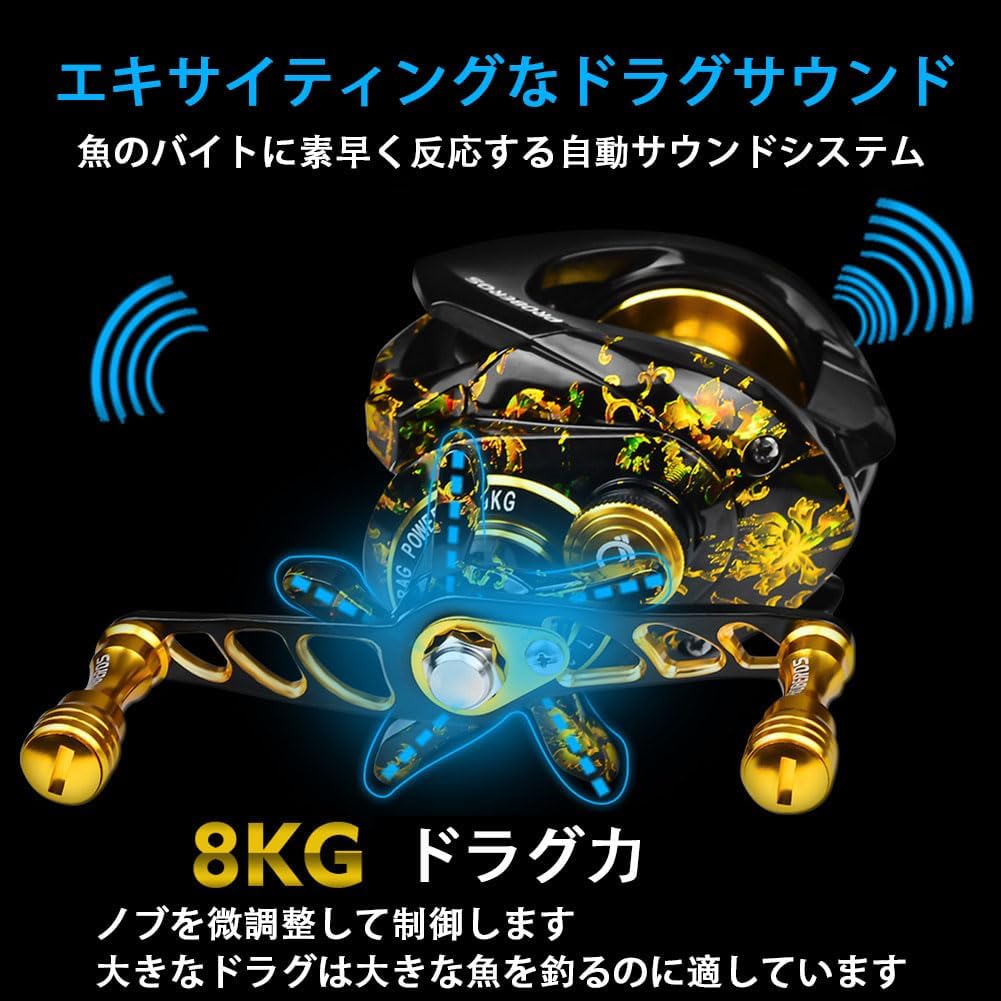 Baitcasting Reel Fishing Reel High Gear 7.2:1 3+1BB 8kg Power Baitcaster Ajing Reel Far Throw Fishing Reel Bait Reel Bait Reel Ultra Lightweight