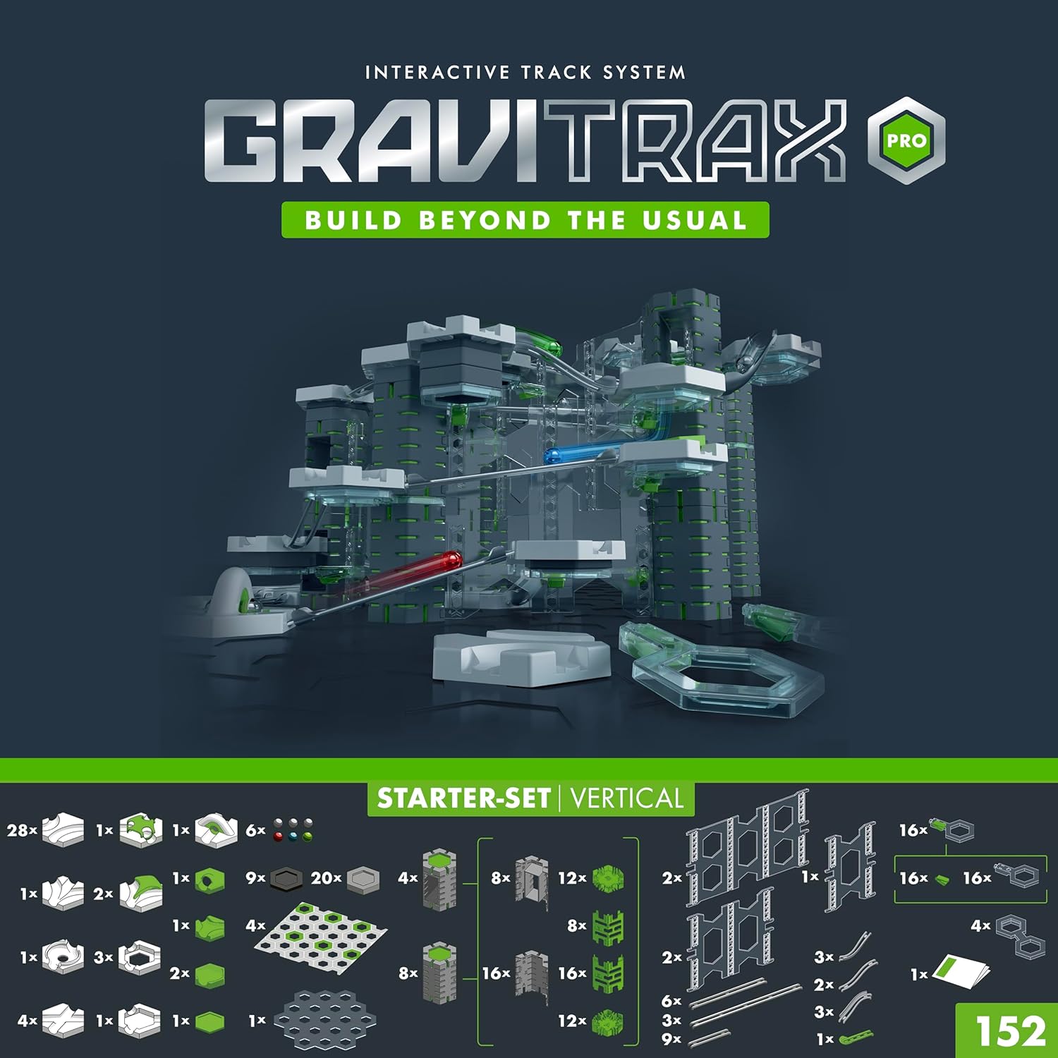 Ravensburger GraviTrax PRO Starter-Set Vertical. Interaktives Kugelbahnsystem, Konstruktionsspielzeug ab 8 JDCR-. Kombinierbar mit allen GraviTrax Produktlinien, Starter-Sets, Extensions & Elements