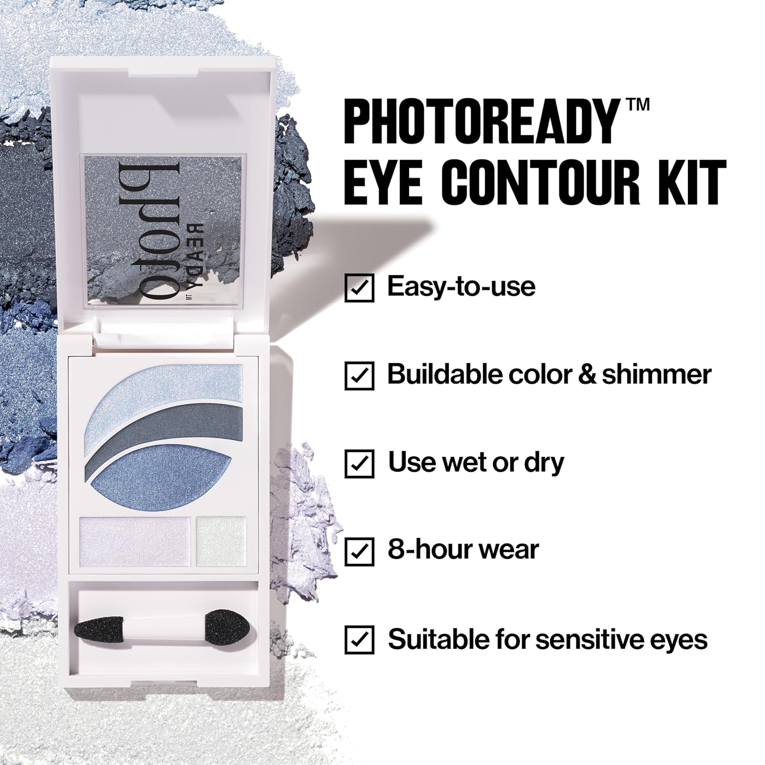 REVLON PhotoReady Eye Contour Kit Blue Eyeshadow Palette, Wet/Dry Shimmer, 5 Shades, Double-Ended Brush, PACKAGING MAY VARY, 525 Avant Garde, 0.1 oz
