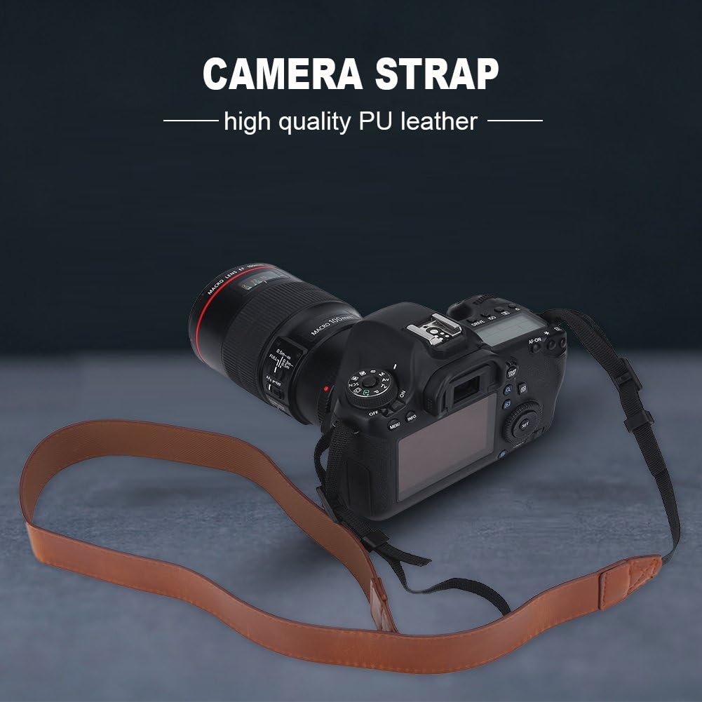 Camera Shoulder Strap, Adjustable PU Leather Camera Neck Strap for All DSLR Cameras Classic Belt for Nikon Canon Sony Photography Accessories (Tan)