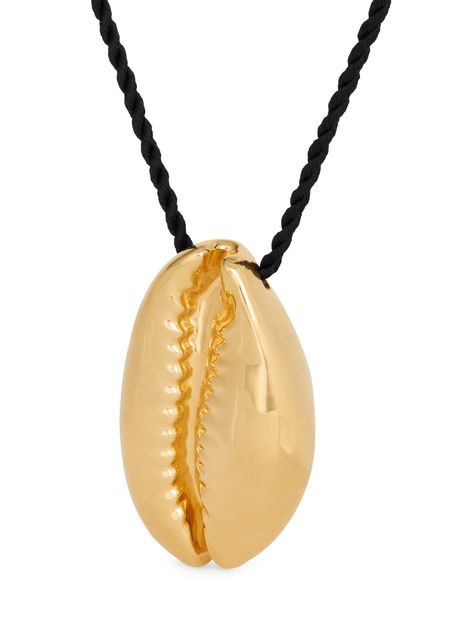 Celine défilé shell necklace in brass with gold finish and silk - Image 4