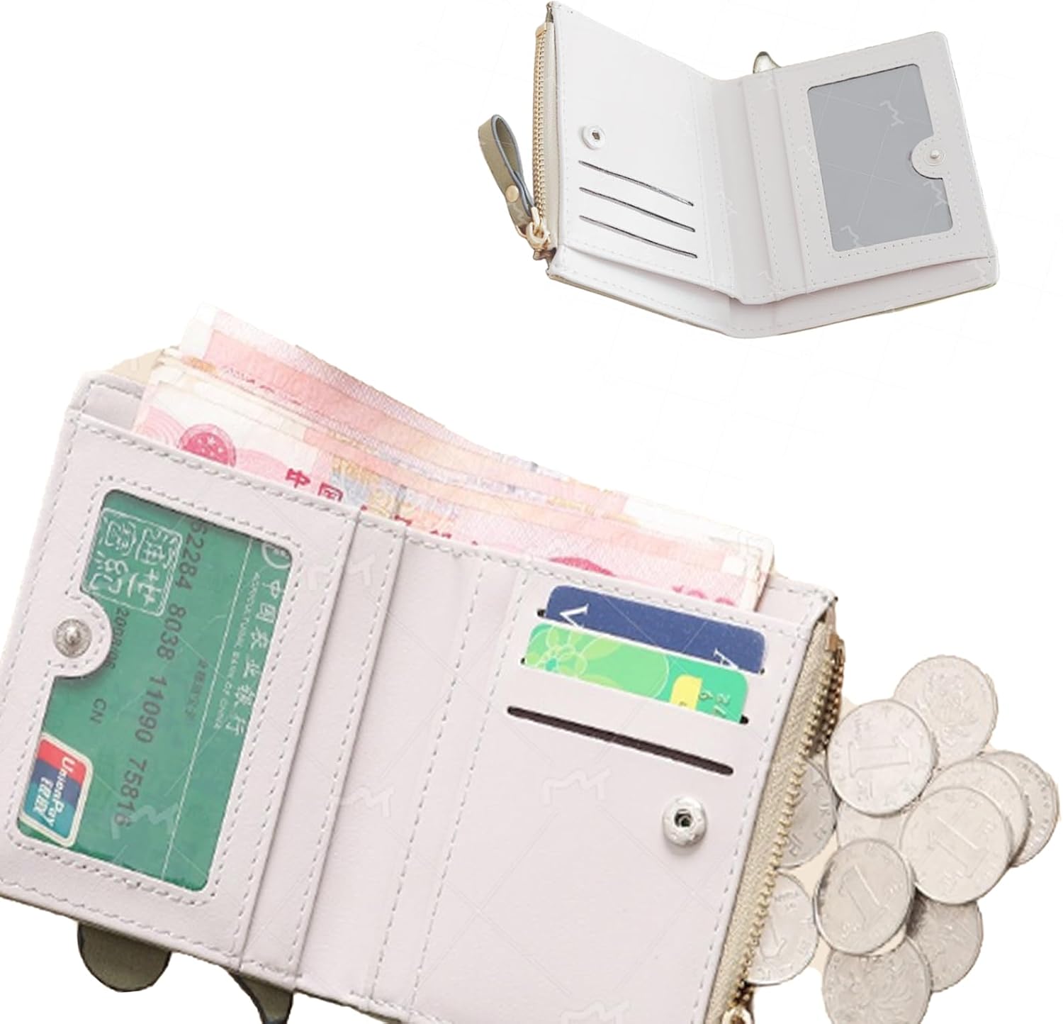 Mini Wallet, Leather Coin Purse, Cartoon Wallets, for Storing and Protecting ID Cards, Credit Cards, Money, Photos (Pink)