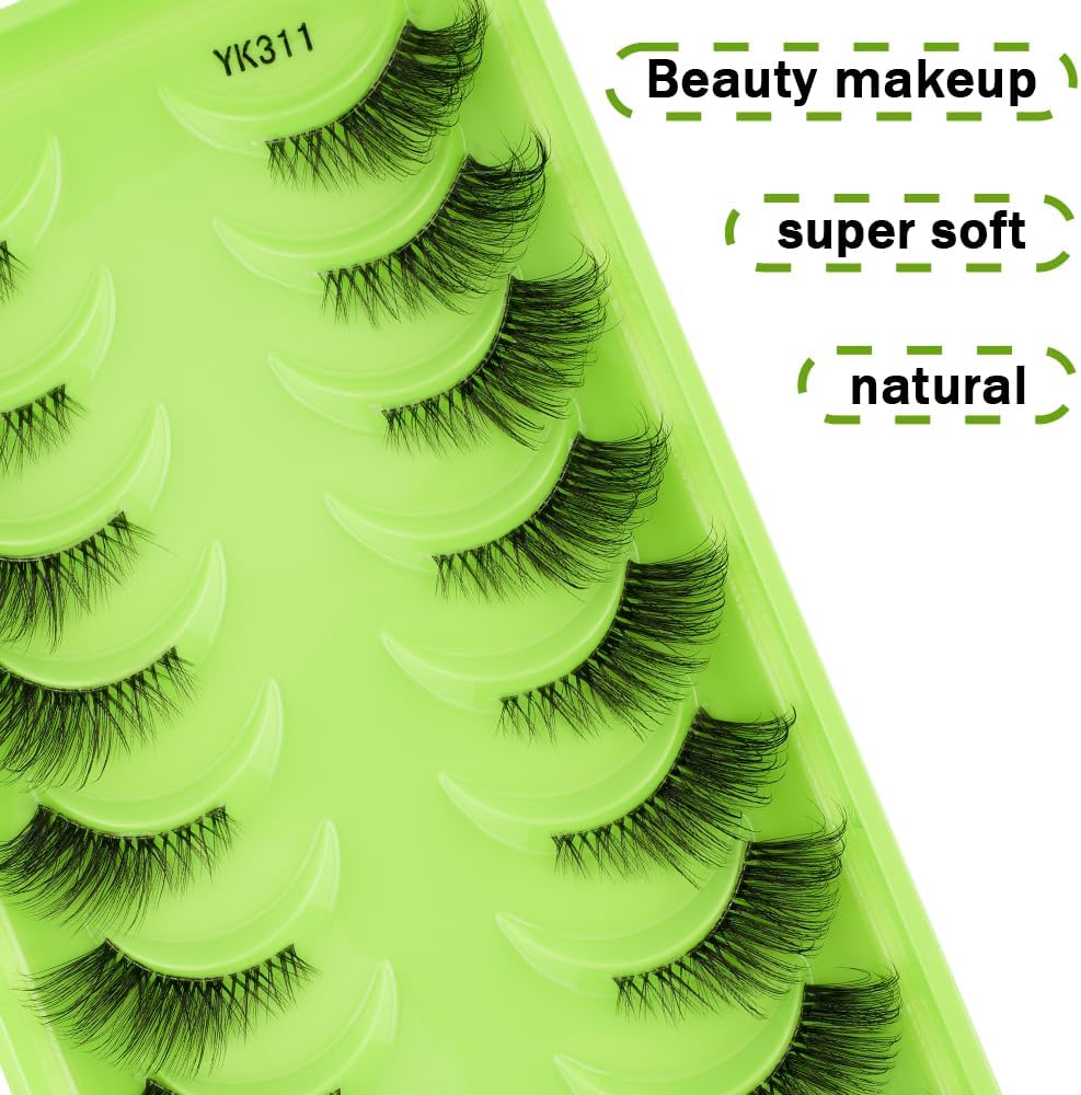 YK 10ペア つけまつげ フェイクミンク アイラッシュ 柔らかく 手作り 舞台用 日常化粧 ショット まつげ (YK311)