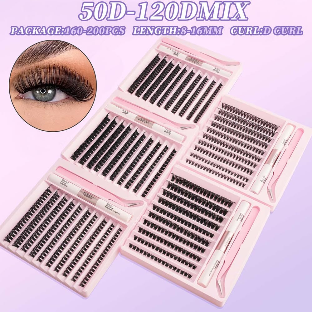 False Eyelashes, Partial False Eyelashes, Bulk Feel, Natural, Large Capacity, Handmade, For Stage Use, Daily Makeup (DIY-50D-MIX)