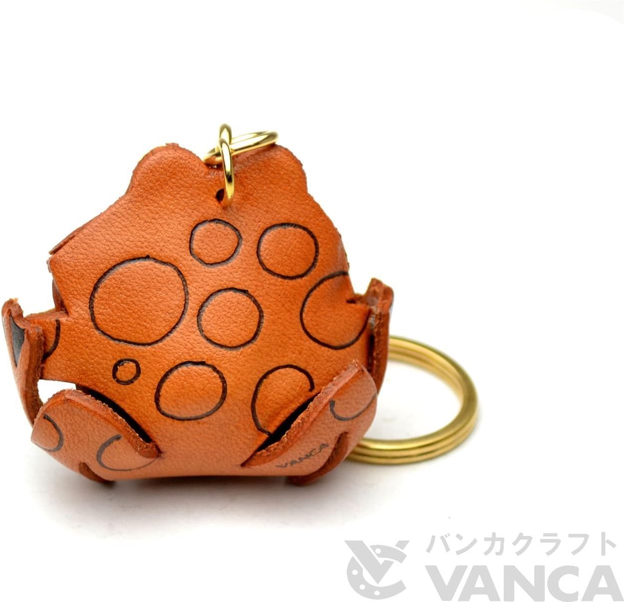 ぶじかえる 本革製 キーホルダー バンカクラフト革物語 (日本製 ハンドメイド)