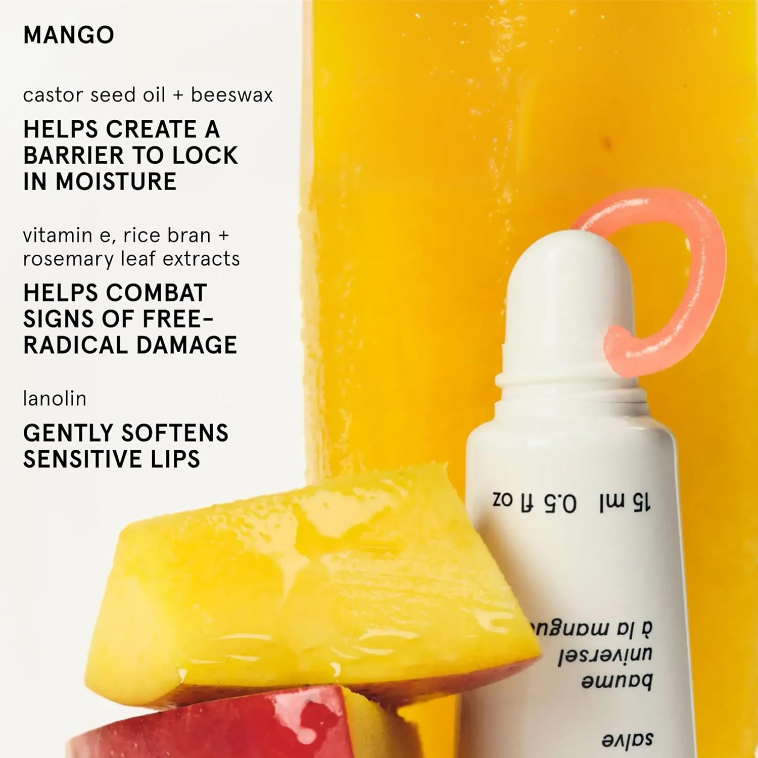 Glossier Balm Dotcom Hydrating Tinted Lip Balm - Universal Salve, Up to 12Hr Moisture for Dry Lips, Cuticles & Skin - Lanolin, Beeswax & Castor Oil - Mango, Tropical Peach Tint, 15ml