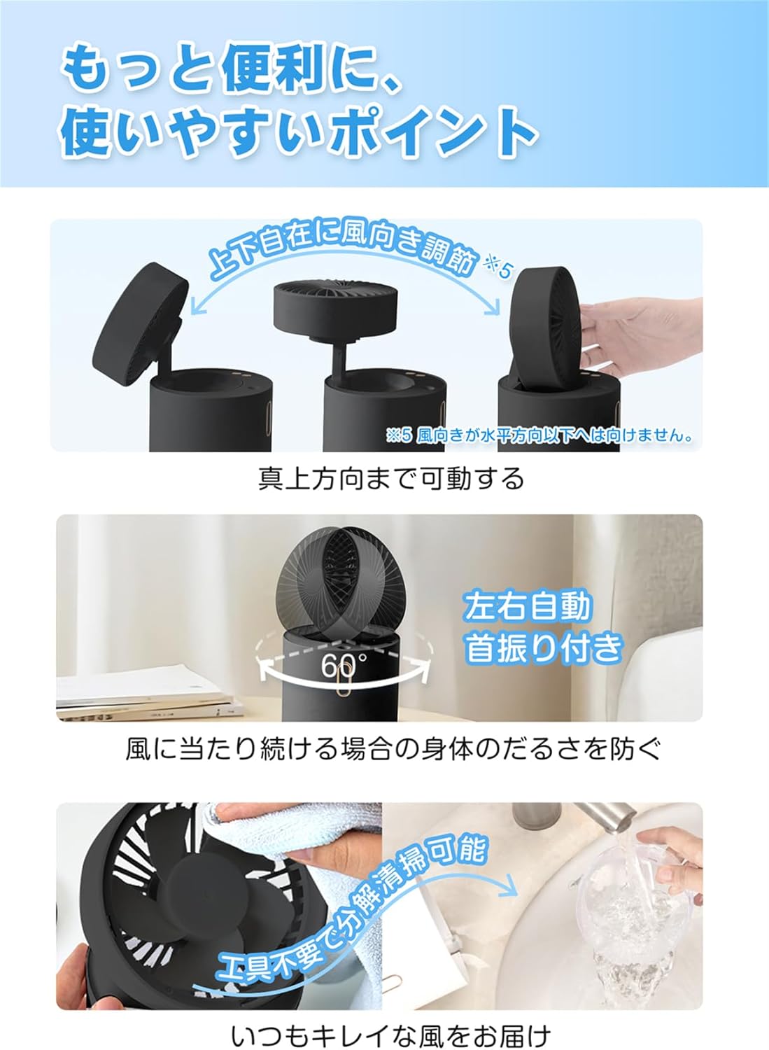 [2026 Foldable Portable Cooler] Tabletop Cooling Fan, Small, Rechargeable, Silent, 5,000 mAh Large Capacity, 30 Hours Continuous Use, Rapid Charging, Powerful, 5-in-1 Fan, Fan, Cooling, Humidification